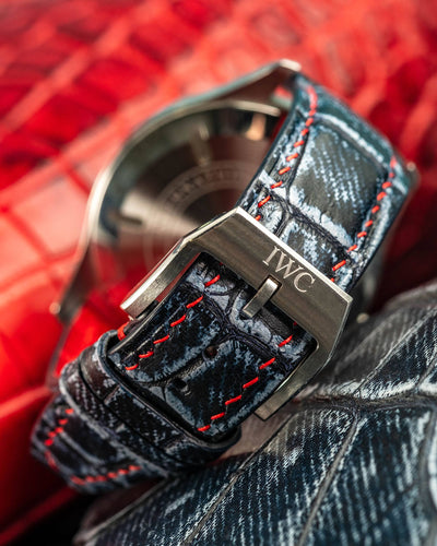 Bespoke Watch Strap in Denim Crocodile