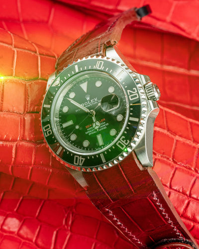 Bespoke Watch Strap in Blood Red Crocodile