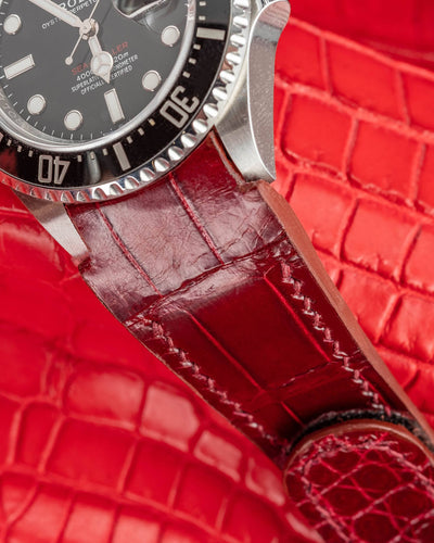 Bespoke Watch Strap in Blood Red Crocodile