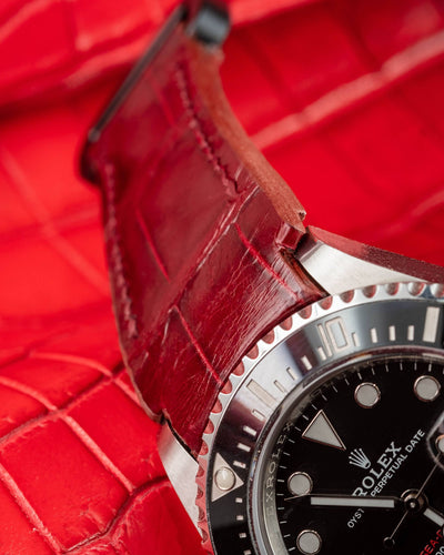 Bespoke Watch Strap in Blood Red Crocodile