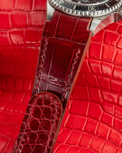 Bespoke Watch Strap in Blood Red Crocodile