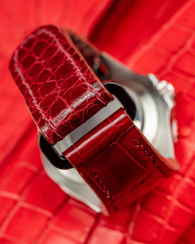 Bespoke Watch Strap in Blood Red Crocodile