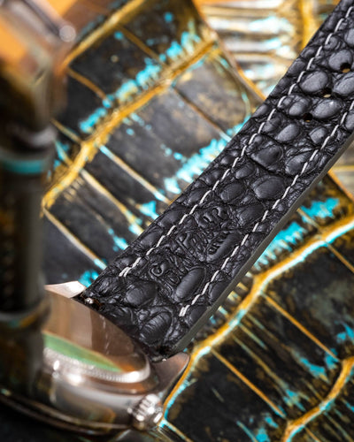 Bespoke Watch Strap in Gold Turquoise Crocodile