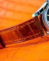 Bespoke Watch Strap in Orange Himalayan Crocodile