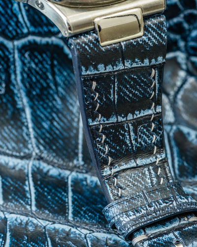 Bespoke Watch Strap in Denim Crocodile