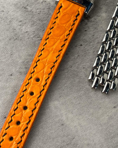 Bespoke Watch Strap in Orange Circular Grains Alligator