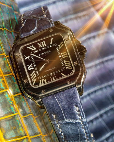 Bespoke Watch Strap in Metallic Black Crocodile