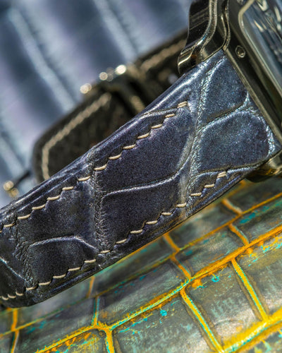 Bespoke Watch Strap in Metallic Black Crocodile