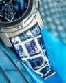 Bespoke Watch Strap in Tainted Blue Snowflake Crocodile