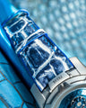 Bespoke Watch Strap in Tainted Blue Snowflake Crocodile