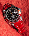 Bespoke Watch Strap in Ferrari Red Crocodile