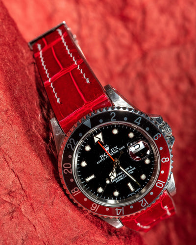 Bespoke Watch Strap in Ferrari Red Crocodile