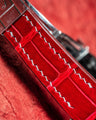 Bespoke Watch Strap in Ferrari Red Crocodile