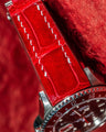 Bespoke Watch Strap in Ferrari Red Crocodile