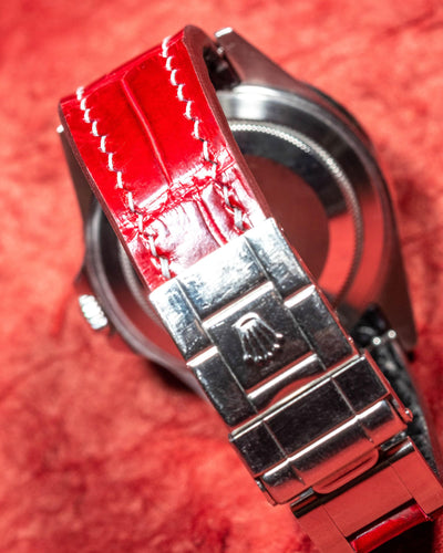 Bespoke Watch Strap in Ferrari Red Crocodile