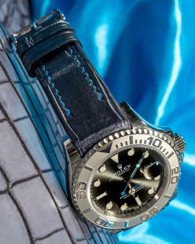Bespoke Watch Strap in Navy Blue Crocodile