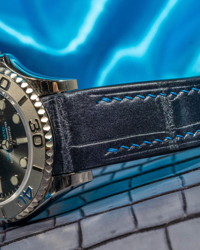 Bespoke Watch Strap in Navy Blue Crocodile
