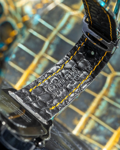 Bespoke Watch Strap in Gold Turquoise Crocodile