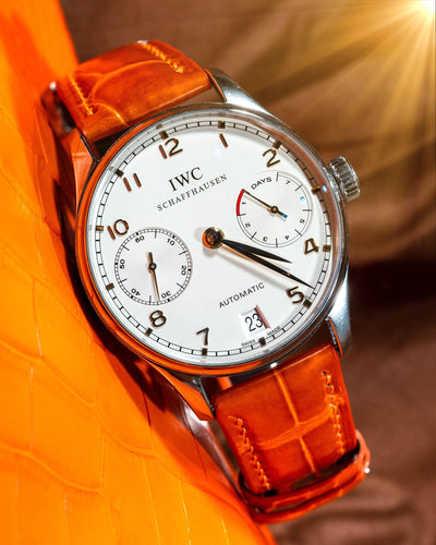 Bespoke Watch Strap in Orange Himalayan Crocodile