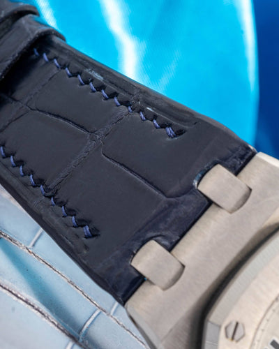 Bespoke Watch Strap in Navy Blue Crocodile