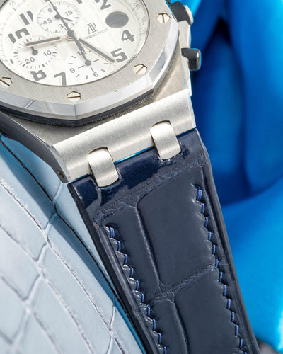 Bespoke Watch Strap in Navy Blue Crocodile