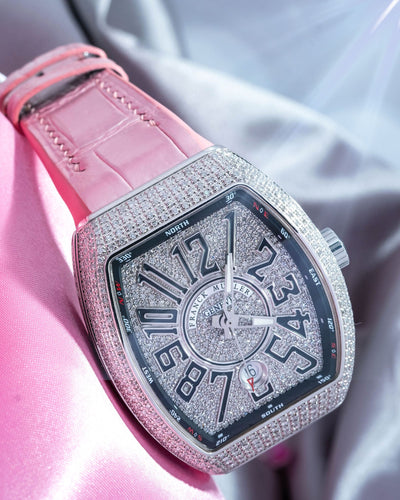 Bespoke Watch Strap in Baby Pink Crocodile