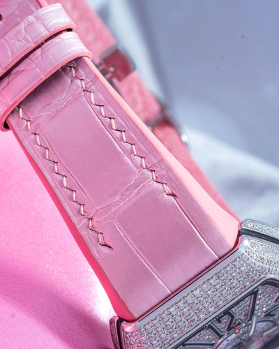 Bespoke Watch Strap in Baby Pink Crocodile
