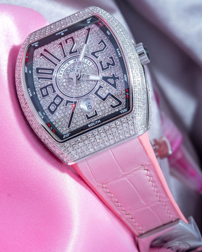 Bespoke Watch Strap in Baby Pink Crocodile