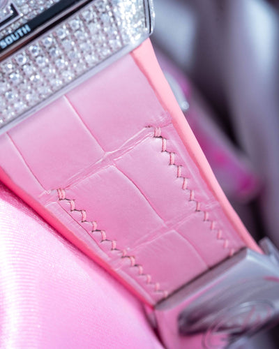 Bespoke Watch Strap in Baby Pink Crocodile