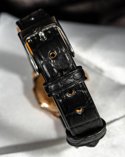 Bespoke Watch Strap in Black Crocodile