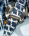 Bespoke Watch Strap in Tainted Blue Snowflake Crocodile