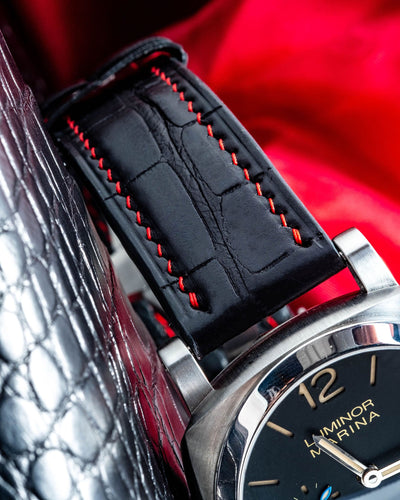 Bespoke Watch Strap in Matte Black Alligator