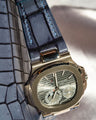Bespoke Watch Strap in Blue Grey Rubbed Off Crocodile