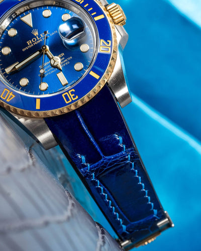 Bespoke Watch Strap in Electric Blue Crocodile