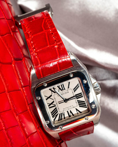Bespoke Watch Strap in Ferrari Red Crocodile