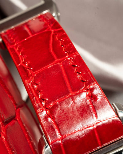 Bespoke Watch Strap in Ferrari Red Crocodile