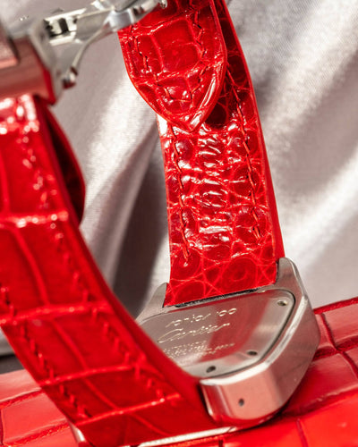 Bespoke Watch Strap in Ferrari Red Crocodile
