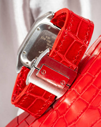 Bespoke Watch Strap in Ferrari Red Crocodile