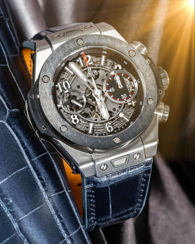 Bespoke Watch Strap in Metallic Black Crocodile