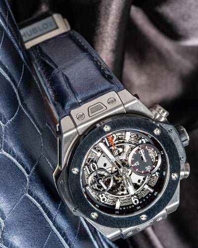 Bespoke Watch Strap in Metallic Black Crocodile