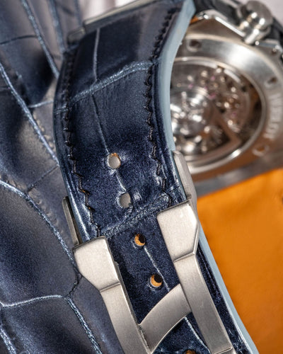 Bespoke Watch Strap in Metallic Black Crocodile