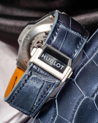 Bespoke Watch Strap in Metallic Black Crocodile