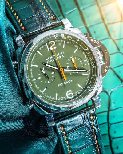 Bespoke Watch Strap in Ombre Green Crocodile
