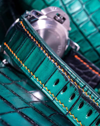 Bespoke Watch Strap in Ombre Green Crocodile