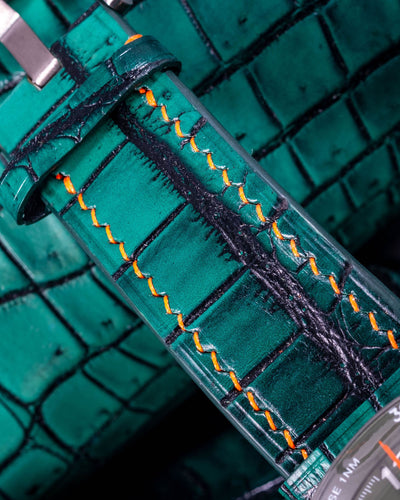 Bespoke Watch Strap in Ombre Green Crocodile
