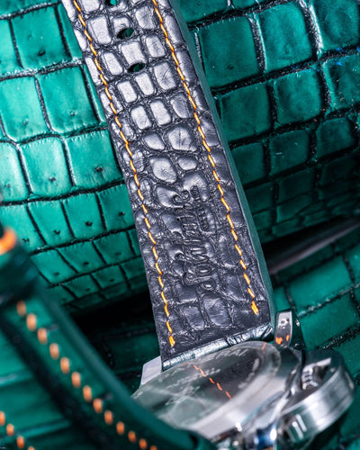 Bespoke Watch Strap in Ombre Green Crocodile