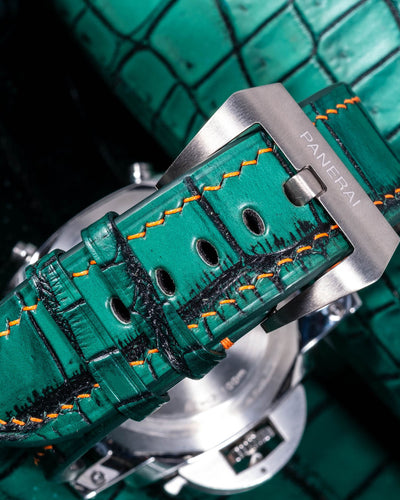 Bespoke Watch Strap in Ombre Green Crocodile