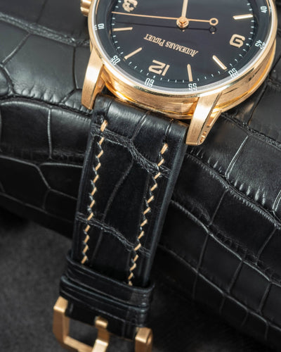 Bespoke Watch Strap in Black Crocodile