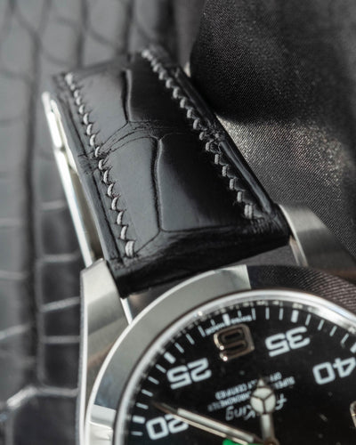 Bespoke Watch Strap in Black Crocodile