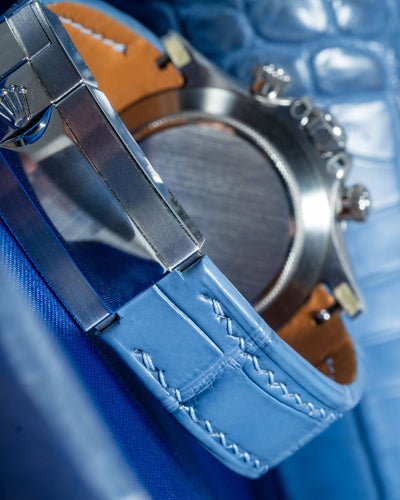 Bespoke Watch Strap in Baby Blue Himalayan Crocodile